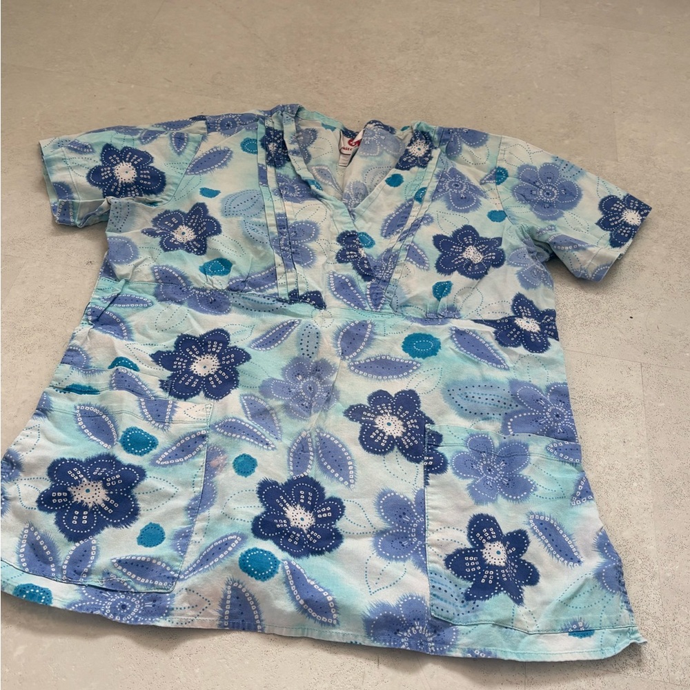 Floral Blue and White Blouse